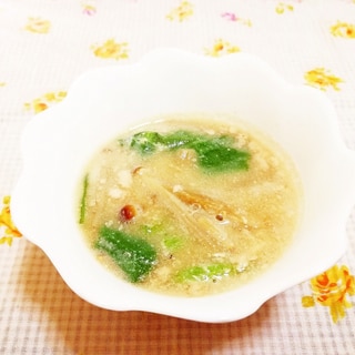 味噌仕立て♪きのこと小松菜の豆乳スープ